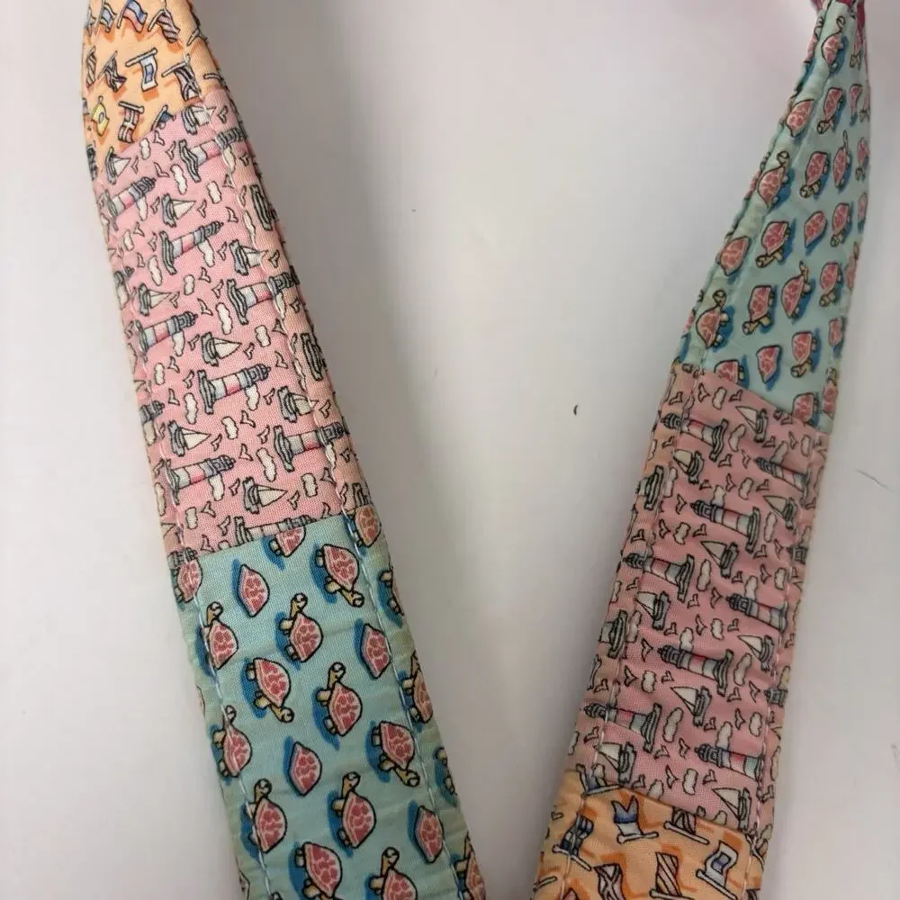 Vineyard Vines Fabric Patchwork D-Ring 100% Cotton Medium Belt Preppy Nautical